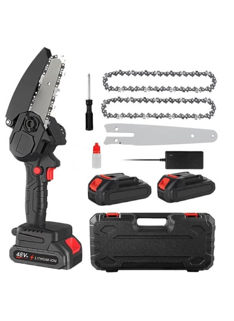 EzzySo - Upgraded Mini Chainsaw 6 Inch Electric Chainsaw 48V Battery Powered 1500mAh Battery One-Hand Portable Electric Saw for Wood Cutting Tree Branch Trimming Wood Cutting Gardening - Image 1