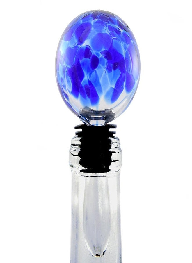 Modern Artisans سدادة زجاجة نبيذ من الزجاج الأمريكي المنفوخ مع حشية سيليكون متدرجة، لون التوت الأزرق - Image 3