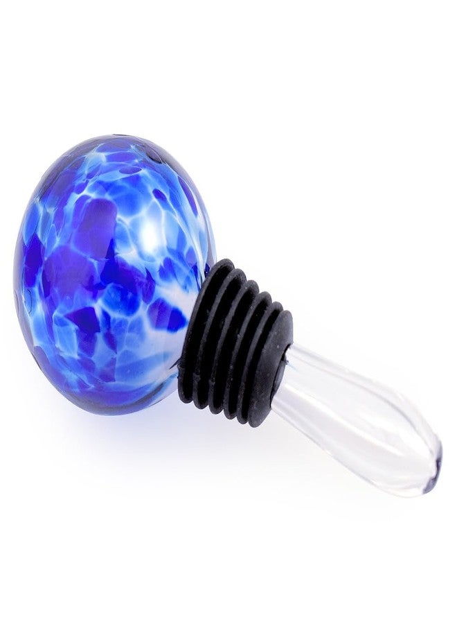 Modern Artisans سدادة زجاجة نبيذ من الزجاج الأمريكي المنفوخ مع حشية سيليكون متدرجة، لون التوت الأزرق - Image 2