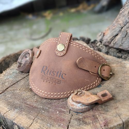 Rustic Leather Craft Leather Shoe Protector for Motorcycle Biker Riding, Adjustable Strap Gear Shift Pad, Anti-Slip Protection, Universal Fit (Rustic Brown) - Image 2