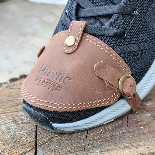 Rustic Leather Craft Leather Shoe Protector for Motorcycle Biker Riding, Adjustable Strap Gear Shift Pad, Anti-Slip Protection, Universal Fit (Rustic Brown) - Image 4