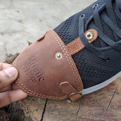 Rustic Leather Craft Leather Shoe Protector for Motorcycle Biker Riding, Adjustable Strap Gear Shift Pad, Anti-Slip Protection, Universal Fit (Rustic Brown) - Image 3