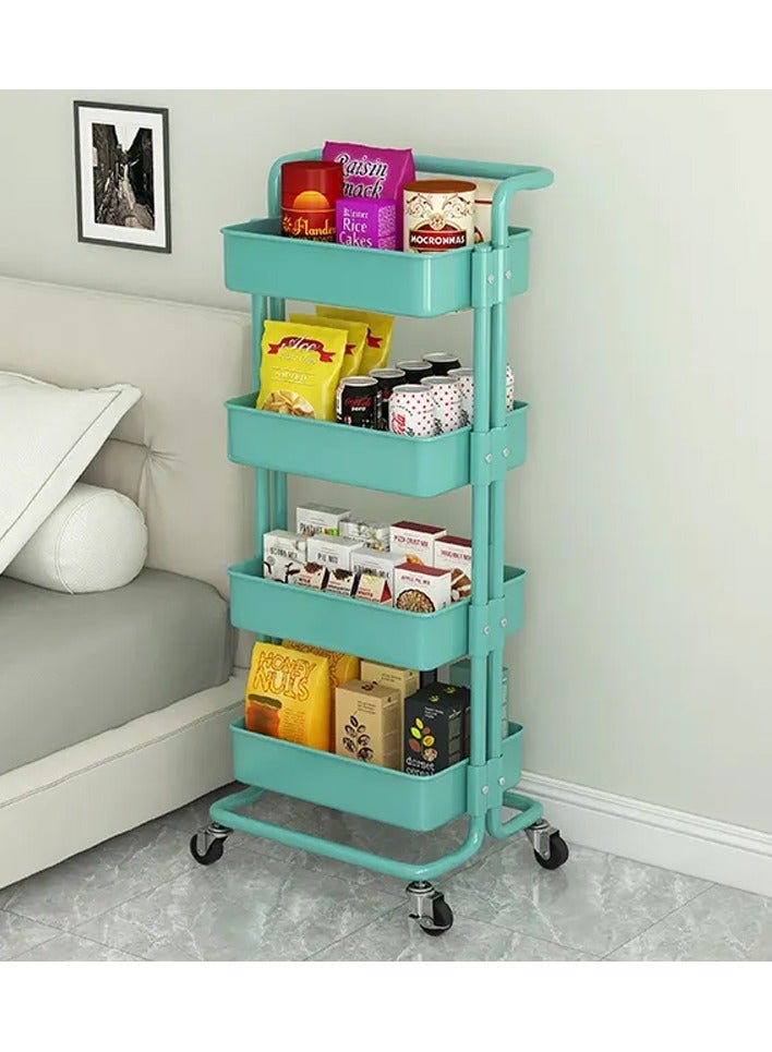 DubaiGallery 4-Tier Metal Rolling Utility Cart,Craft Art Cart,with 2 Lockable Wheels Storage Organizer Shelf for Kitchen, Bedroom, Bathroom, Office, Living Room  - Image 1