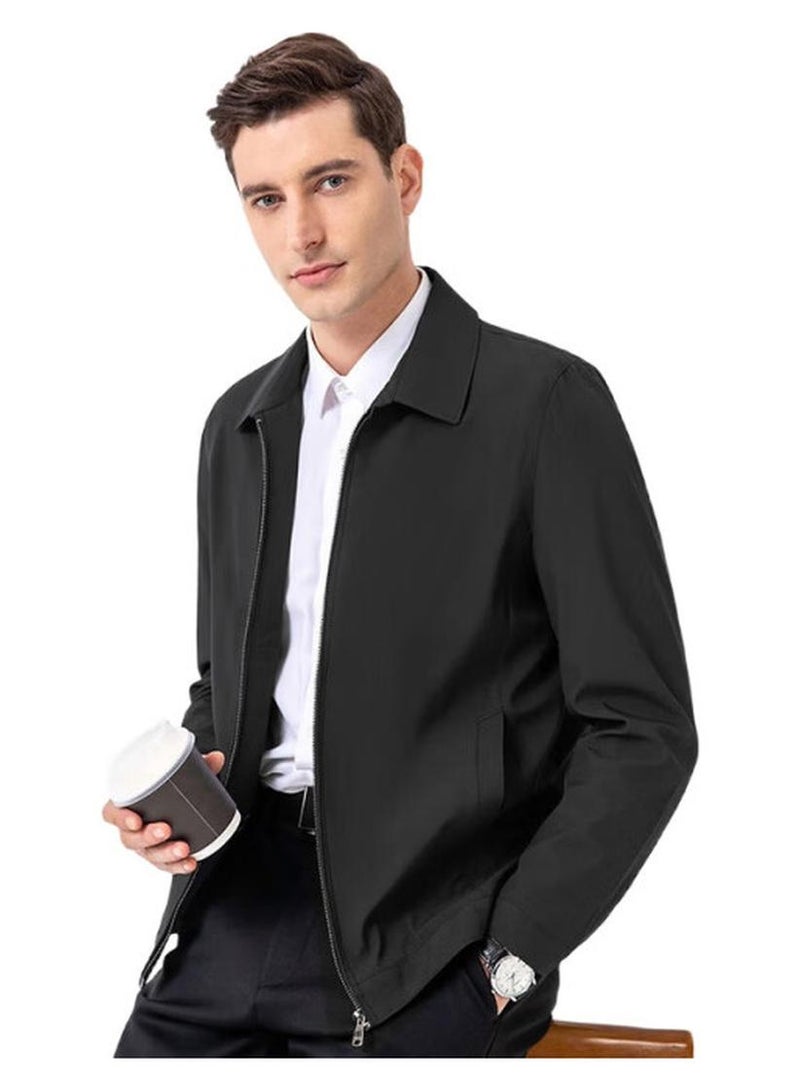 ROMON معطف شتوي للرجال مع قطن ياقة عمل قابلة للطي سترة تنفيذية معطف علوي قسم ريح ملابس الأب I8 أسود XL - Image 1