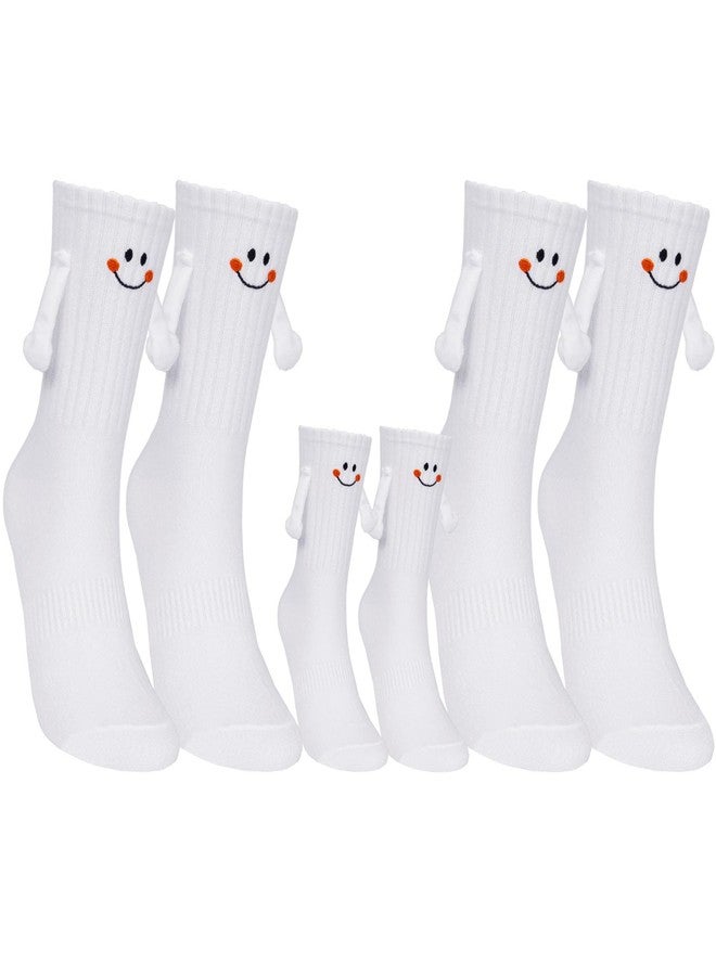 COZYMATE Hand Holding Socks Magnet Funny Novelty Socks that Hold Hands for Couples Family Parent-Child Valentine Gag Gift (US, Alpha, One Size, Regular, Regular, White-Adults(2Pairs)+Kid(1Pair-L) - Image 1