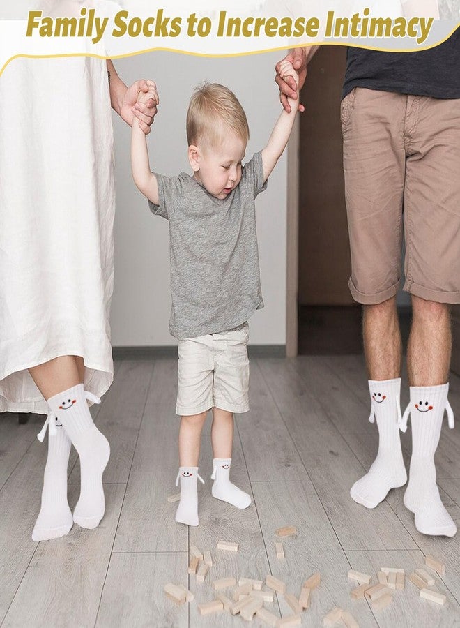 COZYMATE Hand Holding Socks Magnet Funny Novelty Socks that Hold Hands for Couples Family Parent-Child Valentine Gag Gift (US, Alpha, One Size, Regular, Regular, White-Adults(2Pairs)+Kid(1Pair-L) - Image 5
