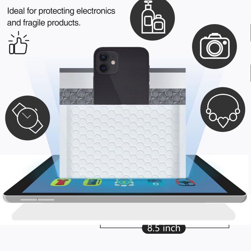 UCGOU Bubble Mailers 8.5x12 Inch White 25 Pack Usable Size 8.5x11 Poly Padded Envelopes #2 Medium Mailing Opaque Packaging Postal Self Seal Waterproof Boutique Shipping Bags for Clothes Makeup - Image 5