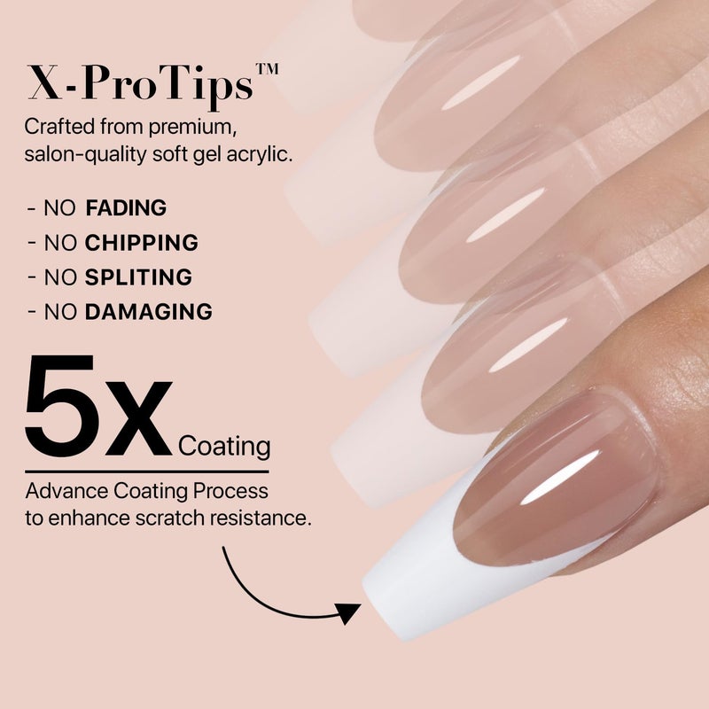 SXC Cosmetics French Tip Press On Nails Brown Extra Short Square 150 Pieces in 15 Sizes Ultra Fit with Pre-applied Tip Primer and Base Coat, No Need to File Fake Nails for Nail Art DIY X-Pro Tips - Image 4