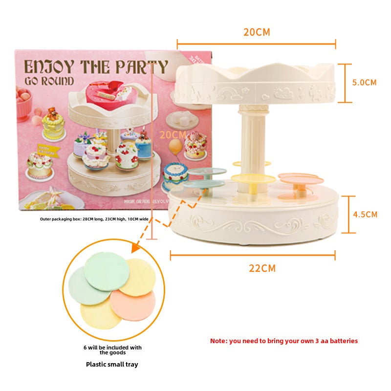 Automatic Rotating Dessert Carousel Cake Stand Carousel double dessert machine (music) 