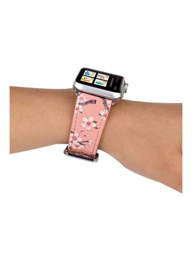 NIBEMINENT Plum Series Leather Replacement Watchbands For Apple Watch 7/6/5/4/3/2/1/SE 41/40/38mm Pink - Image 5