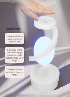 YOMNA Modern Spiral Levitation Bedside Lamp with 3D RGB LED Floating Ball & Wireless Charger – Unique LED Desk Light for Bedroom, Living Room & Office Décor (White)  - Image 2