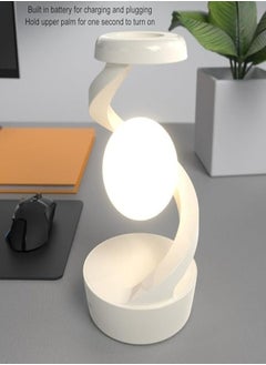 YOMNA Modern Spiral Levitation Bedside Lamp with 3D RGB LED Floating Ball & Wireless Charger – Unique LED Desk Light for Bedroom, Living Room & Office Décor (White)  - Image 4