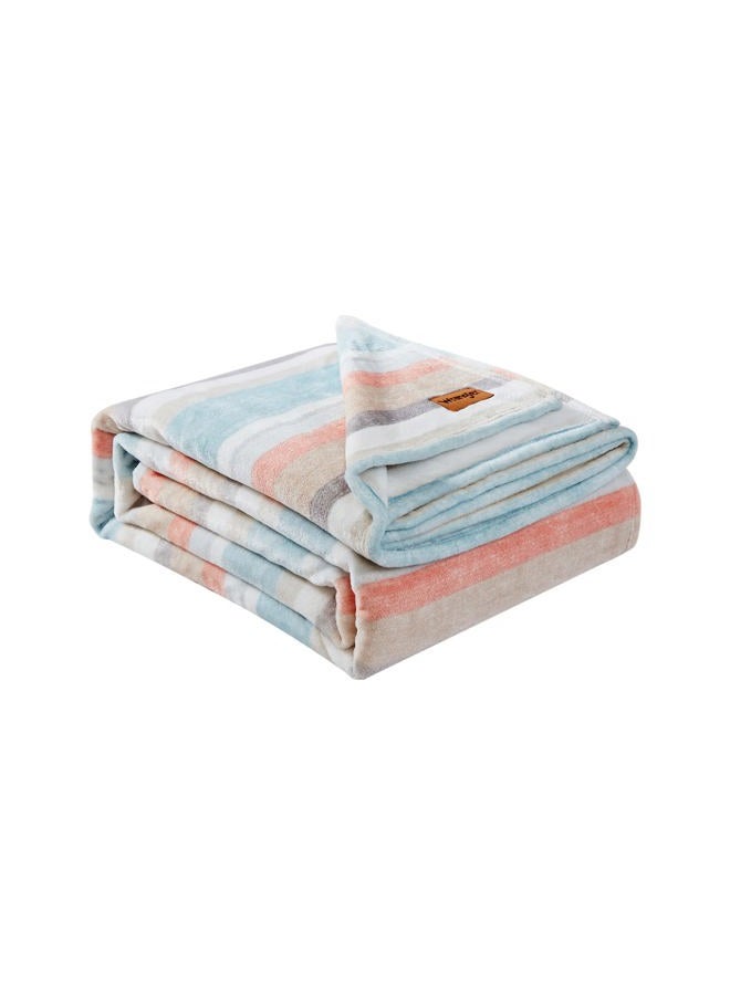 Wrangler Twin Blanket, Ultra Soft Plush Fleece Blanket (Glen Canyon Stripe Blue, Twin) - Image 3