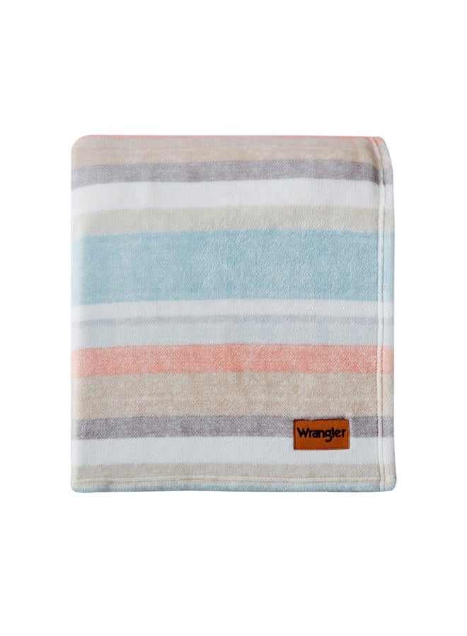 Wrangler Twin Blanket, Ultra Soft Plush Fleece Blanket (Glen Canyon Stripe Blue, Twin) - Image 4