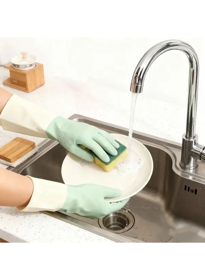 Green Heavy Duty Waterproof Latex Gloves Non Slip Grip Soft Durable Kitchen Cleaning - Image 2