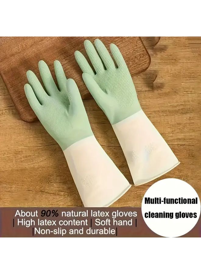 Green Heavy Duty Waterproof Latex Gloves Non Slip Grip Soft Durable Kitchen Cleaning - Image 3
