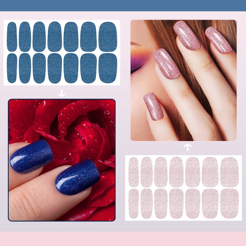 SILPECWEE Nail Polish Strips Glitter Nail Wraps for Women Self Adhesive Gel Nail Strips Sticker Nail Polish Nail Accessories Manicure Stickers with 1pc Nail File (8 Sheets) - Image 3