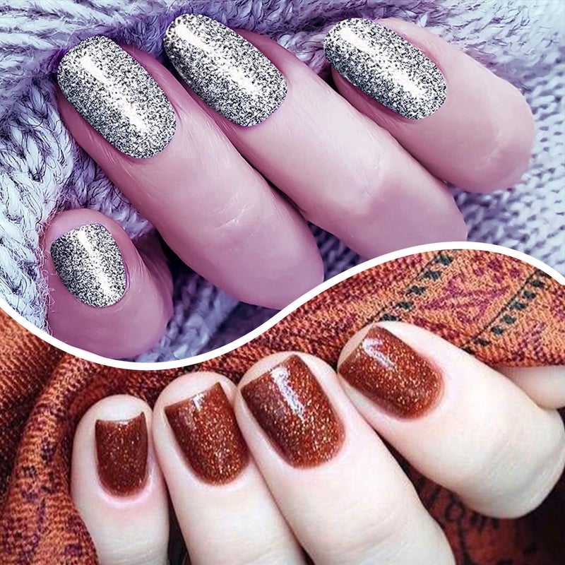 SILPECWEE Nail Polish Strips Glitter Nail Wraps for Women Self Adhesive Gel Nail Strips Sticker Nail Polish Nail Accessories Manicure Stickers with 1pc Nail File (8 Sheets) - Image 5