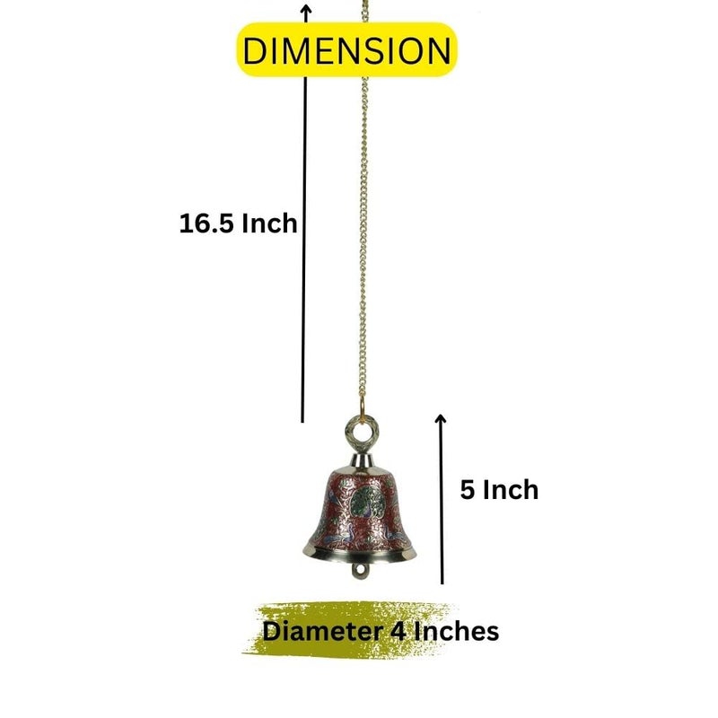 CraftVatika CraftVatika Brass Wall Hanging Bell Ghanti Set of 2 for Pooja Decoration Mandir Home Temple Pooja Decorative Items Ghanti Bell with Deep Sound Puja Bell with Chain and Hook 21 Inch Height  - Image 4