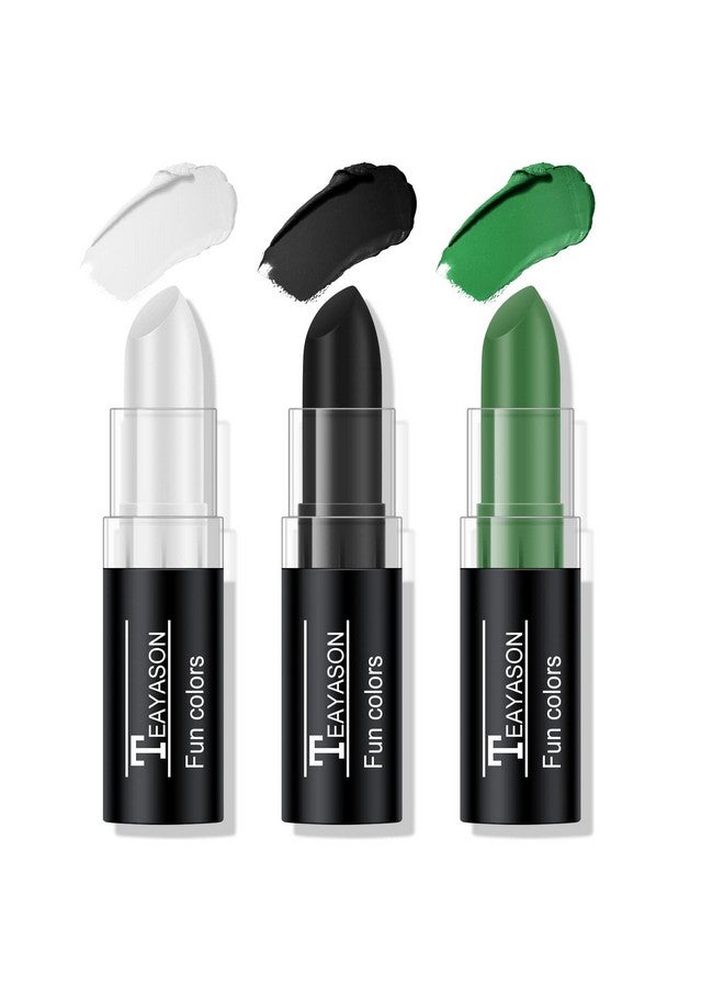 FREEORR 3 Colors Face Body Paint Stick Eye Black Baseball Sticks Face Paint For Baseball/Football/Halloween/Costume Parties Accessories Vampire/Witch/Clown Makeup Face& Body Paint White/Black/Green - Image 1