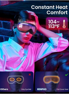 RENPHO Eyeris 1 Eye Massager w/ Heat Birthday Gifts Heated Eye Mask Migraines Bluetooth Music Eye Care Massager Face Massager Wife Relax Eye Strain Dark Circles Eye Bags Dry Eye - Gradient Purple  - Image 2