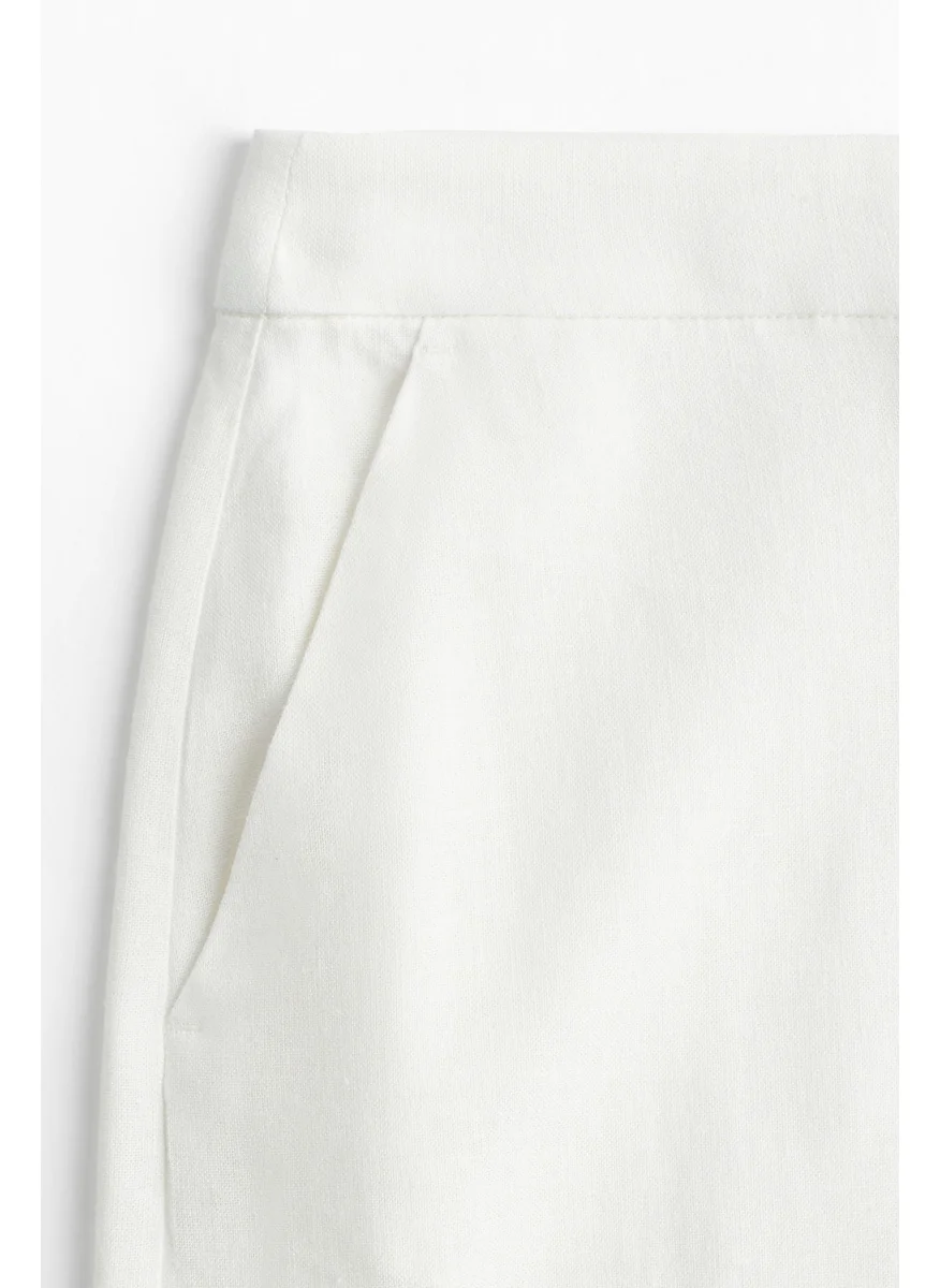 اتش اند ام Wide Linen-Blend Trousers