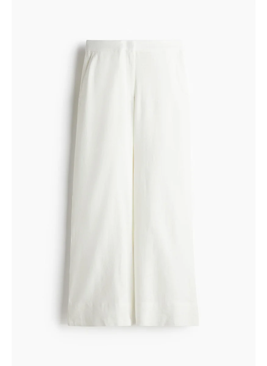 اتش اند ام Wide Linen-Blend Trousers