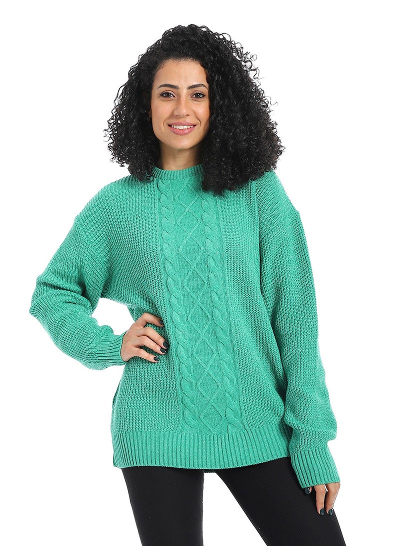 سيزار بلوفر صوف حريمي سادة مزود بتصميمات متعددة - Image 2