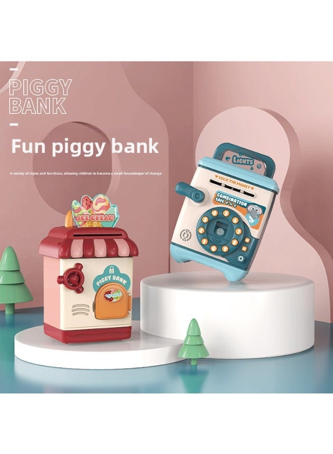 Direct Sale Cartoon Piggy Bank Children's Creative Toys Password Fingerprint Unlock Voice Banknote Can Be Accessed-Color:Ice Cream Shop Fun Piggy Bank  - Image 3
