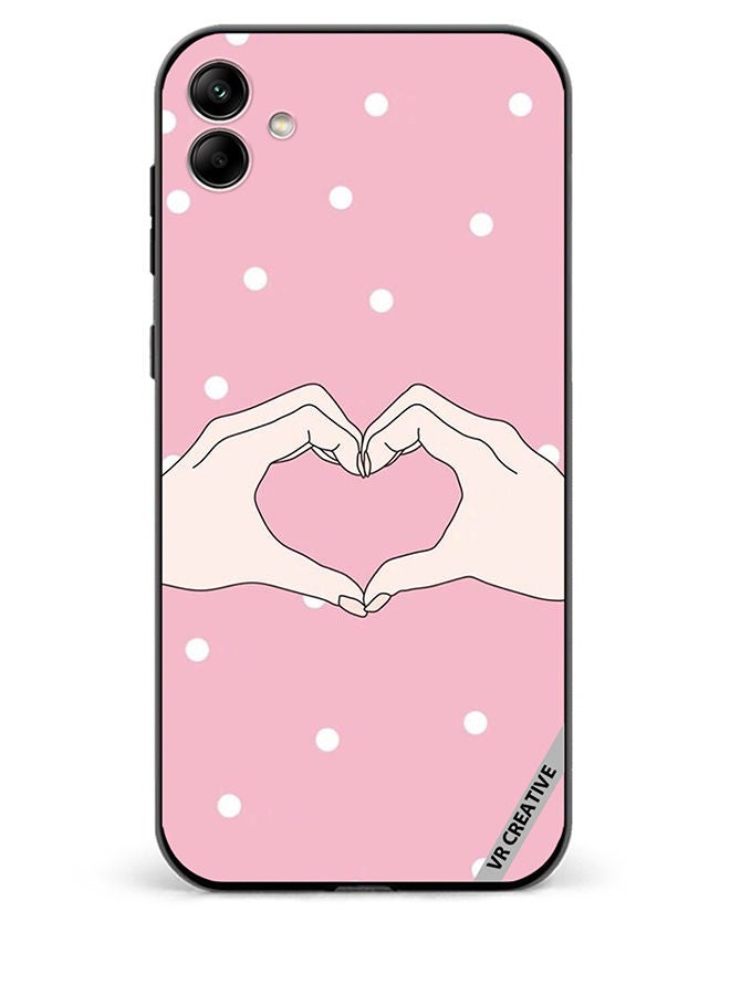 VR CREATIVE Protective Case Cover For Samsung Galaxy A04 Hand Made Heart Pink Design Multicolour - Image 1