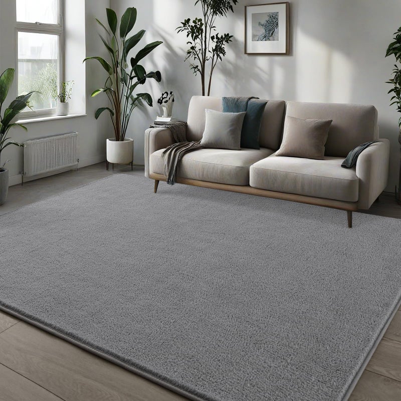 Pettop 4x6 ft Grey Area Rugs for Bedroom Living Room, Washable Memory Foam Indoor Carpet, Modern Aesthetic Minimalist Non Slip Soft Comfy Carpet for Boys Girls Dorm Home Decor - Image 3