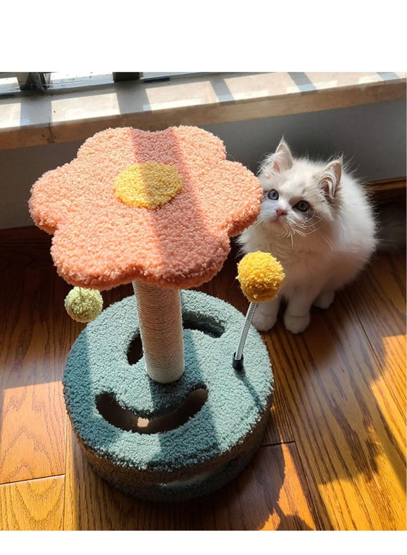 Generic Multifunctional Flower Cat Tree with Sisal Scratching Post, Hanging Toys (Spring Ball & Ring Bell), Indoor Cat Furniture, Durable and Engaging Cat Play Tree for Scratching, Climbing, and Resting  - Image 1