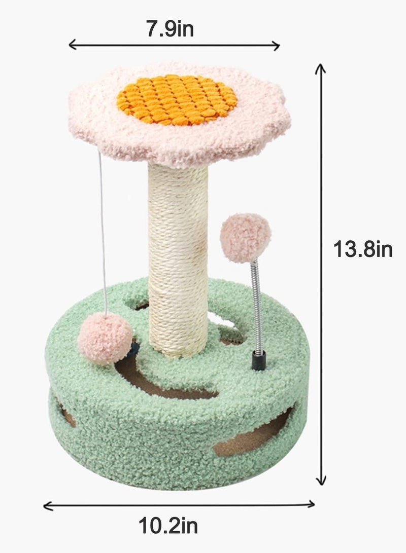 Generic Multifunctional Flower Cat Tree with Sisal Scratching Post, Hanging Toys (Spring Ball & Ring Bell), Indoor Cat Furniture, Durable and Engaging Cat Play Tree for Scratching, Climbing, and Resting  - Image 4