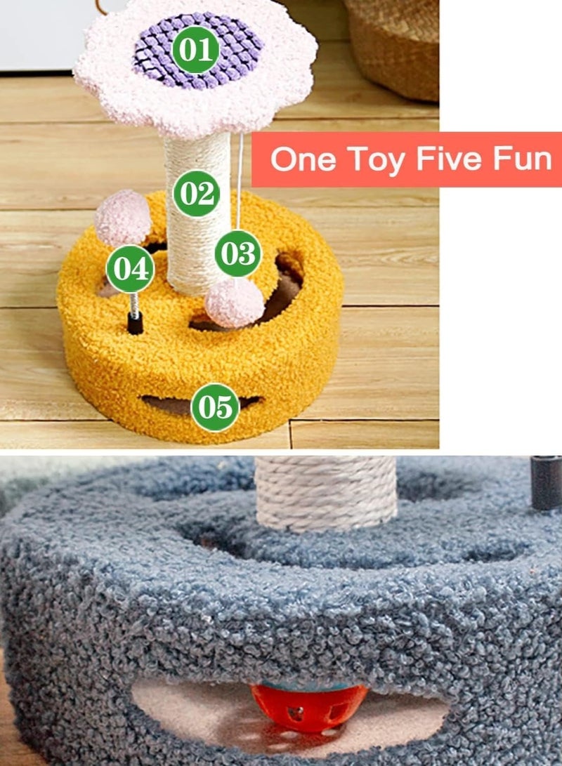 Generic Multifunctional Flower Cat Tree with Sisal Scratching Post, Hanging Toys (Spring Ball & Ring Bell), Indoor Cat Furniture, Durable and Engaging Cat Play Tree for Scratching, Climbing, and Resting  - Image 5