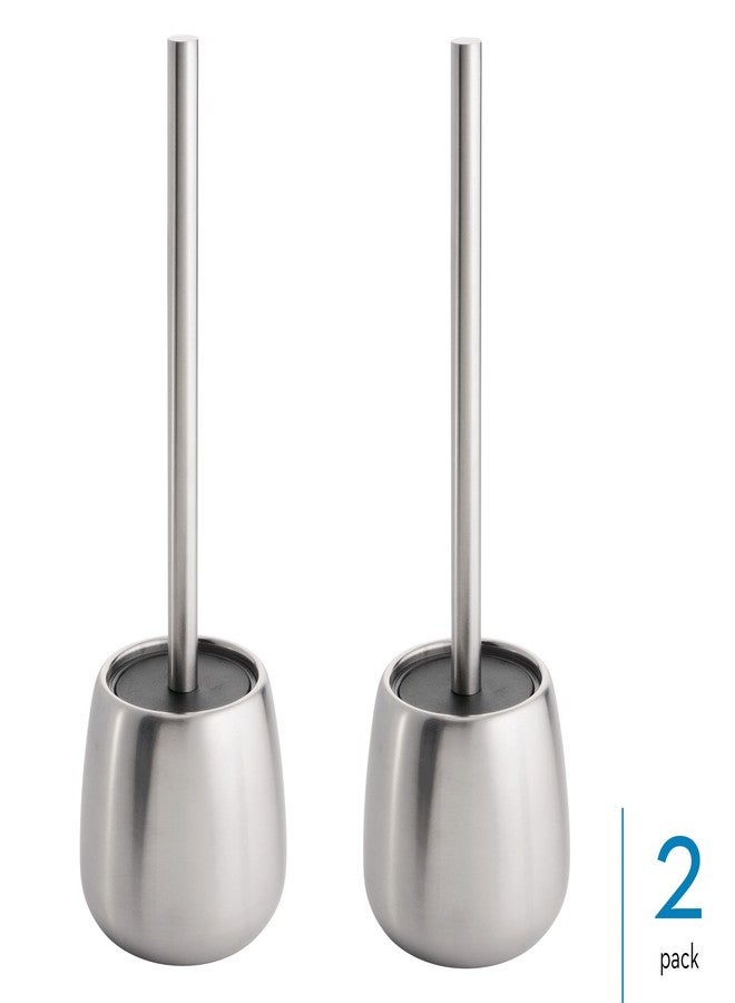 InterDesign iDesign Stainless Steel Toilet Holder for Bathroom Cleaning and Storage, Set of 2, Bowl Brush, Silver - Image 2