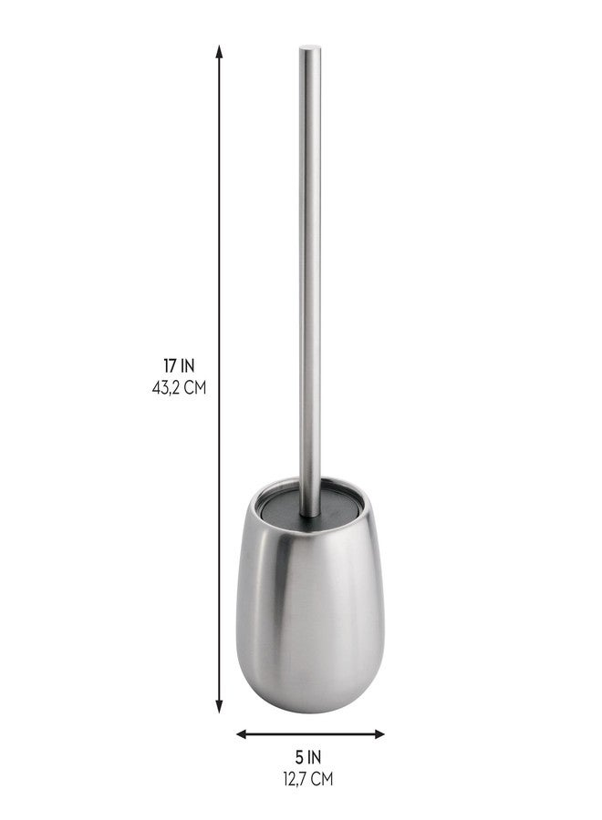 InterDesign iDesign Stainless Steel Toilet Holder for Bathroom Cleaning and Storage, Set of 2, Bowl Brush, Silver - Image 3