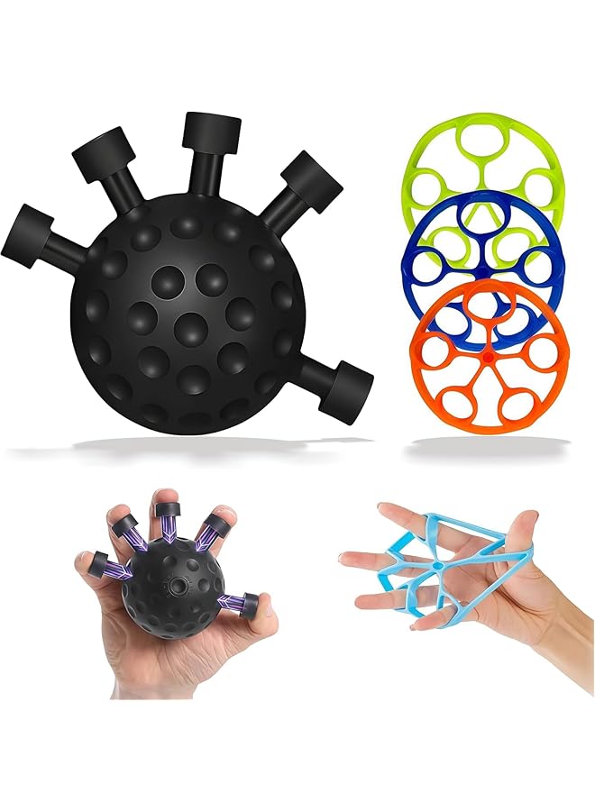 S-TOP Finger Grip Strength Trainer Kit with Finger Exerciser, Hand Extension Exerciser for Improve Dexterity and Strength in Hands, Forearm Strengthener for Muscle Building and Some Injury Recover - Image 1