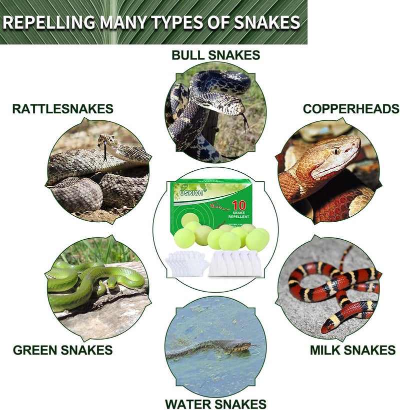 USKICH 10 Pack Snake Away Repellent, Snake Repellent Balls for repelling Outdoors Indoor Snakes Rats and Other Pests, for Yard Lawn Garden Camping Fishing, Natural Plant Formula Pest Insect Control… - Image 4
