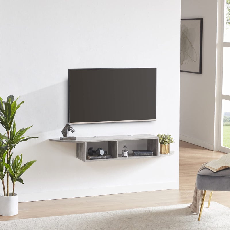 Floating TV Stand Wall Mounted Entertainment Center and Cabinet Shelf TV Console with Storage Media Console for DVD Player SpaceSaving Under TV Shelf for Bedroom Living Room Grey