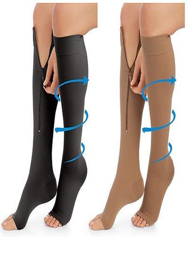 MURTISIDDH Compression Socks Open Toe Sock Zip Leg Support - Image 2
