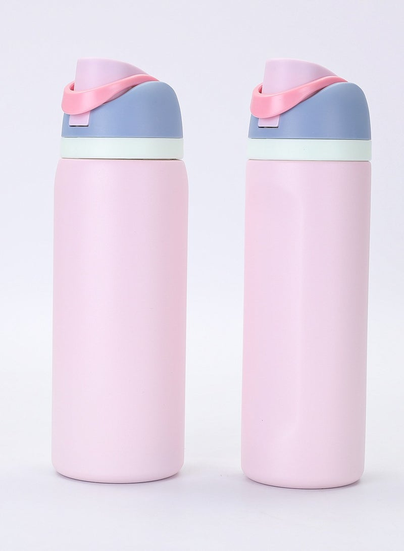 xozgdovg Thermos cup Student Super Cute sports Kettle 550ML pink