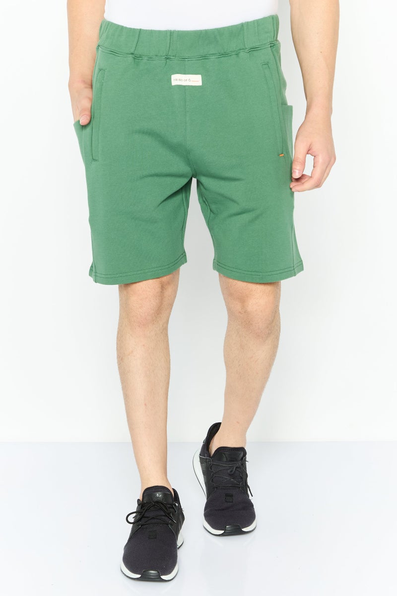 TRIBE OF 6 Men Sportswear Fit Brand Logo Outdoor Shorts, Green - Image 1