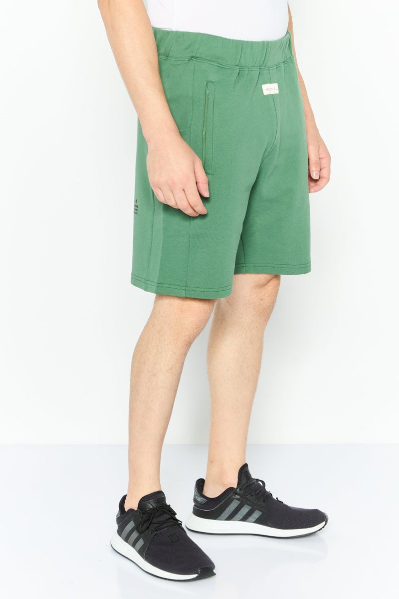 TRIBE OF 6 Men Sportswear Fit Brand Logo Outdoor Shorts, Green - Image 3