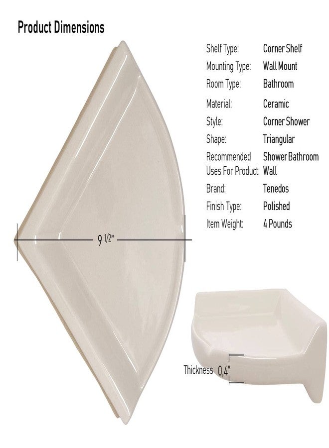 Tenedos Corner Shower Shelf Wall AccessoryAlmond Bone Ceramic 8-1/2"x8-1/2" - Image 4