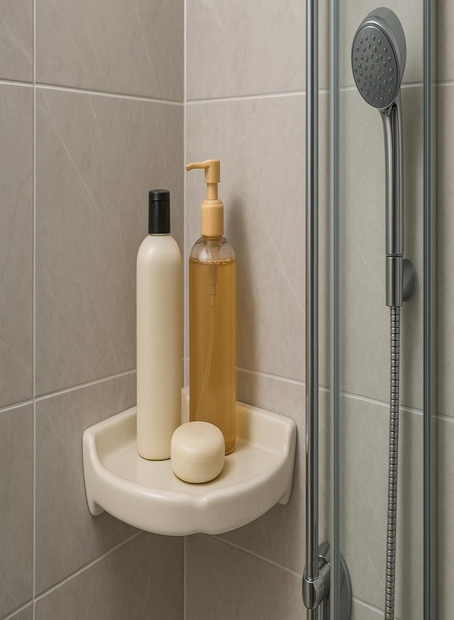 Tenedos Corner Shower Shelf Wall AccessoryAlmond Bone Ceramic 8-1/2"x8-1/2" - Image 2