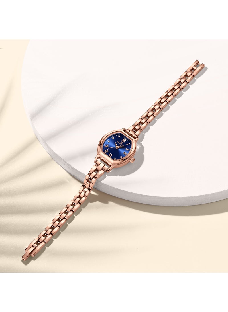 NAVIFORCE Elegant Women's Quartz Watch Classic Tonneau-Shaped Dial with Roman Numerals Stainless Steel Bracelet Sparkling Hour Markers Fashionable Timepiece for Everyday Wear and Special Occasions  - Image 3