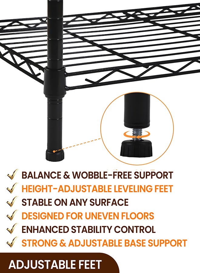 Toshionics 5-Tier Heavy Type Carbon Steel Storage Rack Black Black 55x30.5x150cm - Image 4