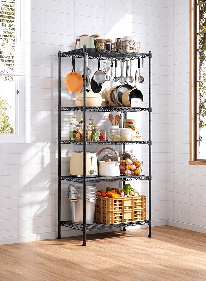 Toshionics 5-Tier Heavy Type Carbon Steel Storage Rack Black Black 55x30.5x150cm - Image 1