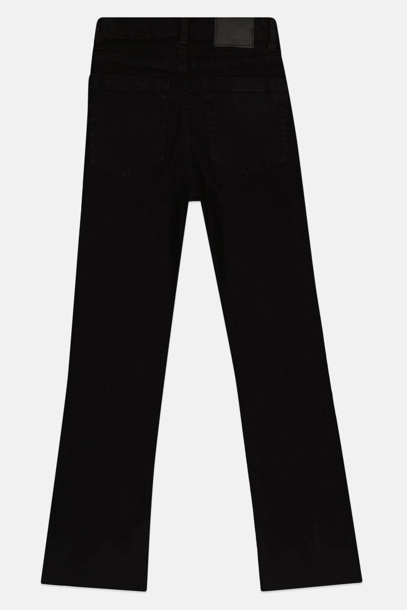 Bershka Women High Rise Solid Flared Jeans, Black - Image 3