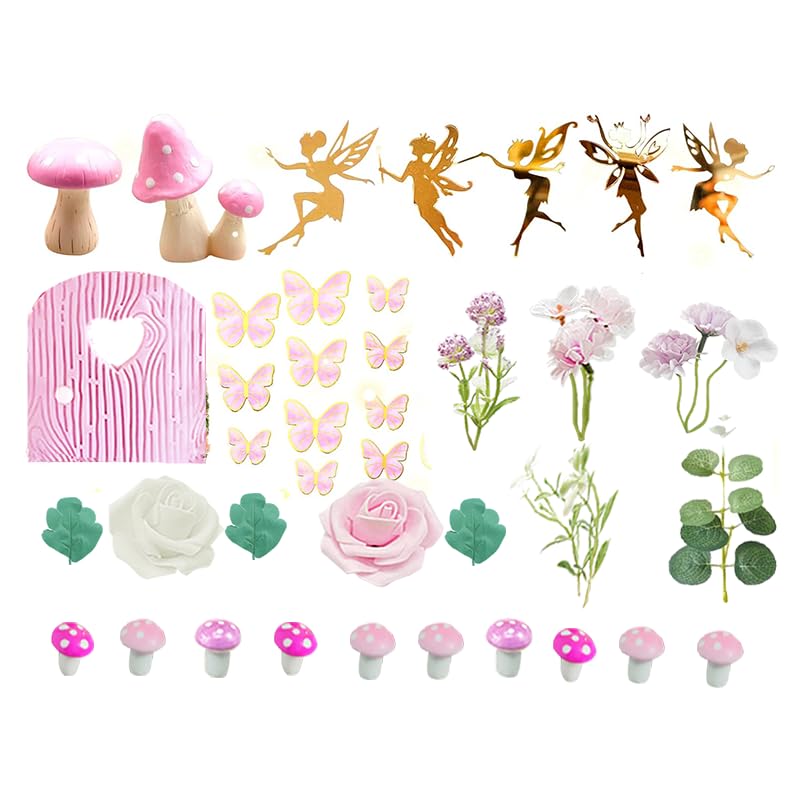 DiDida Fairy Cake Topper Fairy Garden Theme Cake Decor Pink Fairy Door for Birthday Baby Shower - Image 3